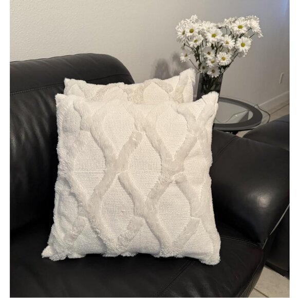 Decorative Pillow Covers 2pc Soft Accent Couch Boho Farmhouse Cottage Decor 18" - Picture 4 of 12